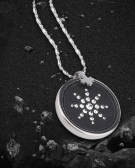 Energy Coin Stainless Steel Titanium Volcanic Stone Pendant