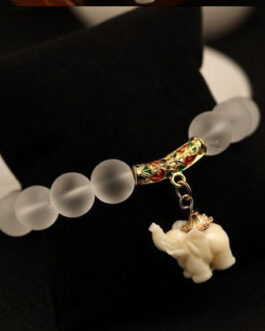 Elephant Pendant Natural Crystal Frosted Bracelet