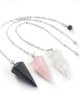 Natural Crystal Stone Hexagonal Cone Pendant