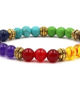 Natural Stone Colorful Chakra Energy Yoga Bracelet