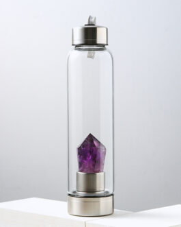 Natural Crystal Column Energy Glass Water Bottle