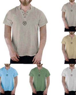 Men’s Embroidered Stand Collar Shirt T-shirt