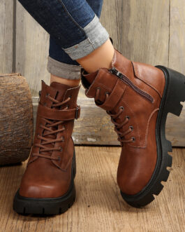 Autumn And Winter New Plus Size Round Head Mid-calf Martin Boots