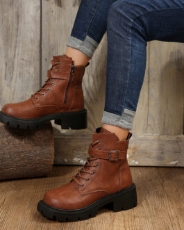 Autumn And Winter New Plus Size Round Head Mid-calf Martin Boots