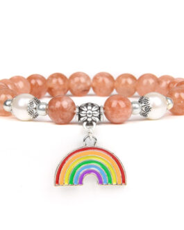 Natural Stone Rainbow Pendant Yoga Energy Same Bracelet