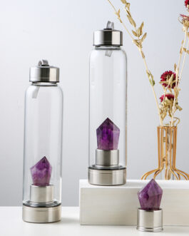 Natural Crystal Column Energy Glass Water Bottle