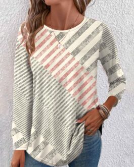 Print European And American Printed Complex Long Sleeve Top