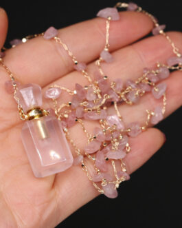 Exquisite Natural Stone Semi Precious Perfume Bottle Necklace