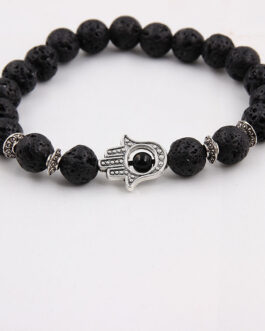 8mm Black Lava Energy Stone Bead Bracelet