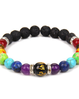 Natural Volcanic Stone Seven Chakra Yoga Energy Bracelet