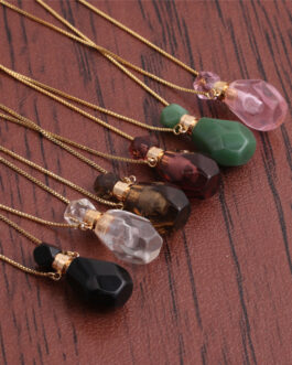 Semi Precious Stone Perfume Bottle Necklace