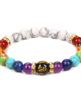 Natural Volcanic Stone Seven Chakra Yoga Energy Bracelet