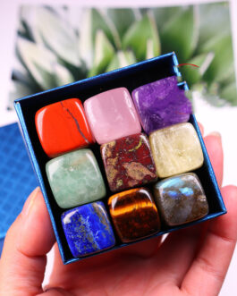 Natural Crystal Block Gravel Energy Gem Chakra Crystal 9 Gift Box