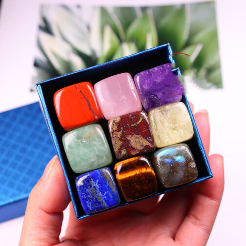 Natural Crystal Block Gravel Energy Gem Chakra Crystal 9 Gift Box - Image 2