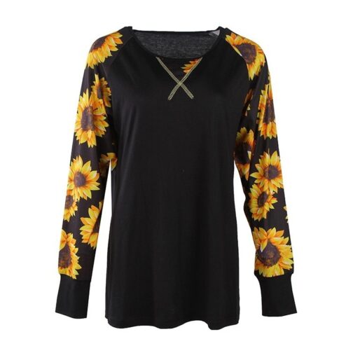 Printed Sunflower Long Sleeve Top - Image 3