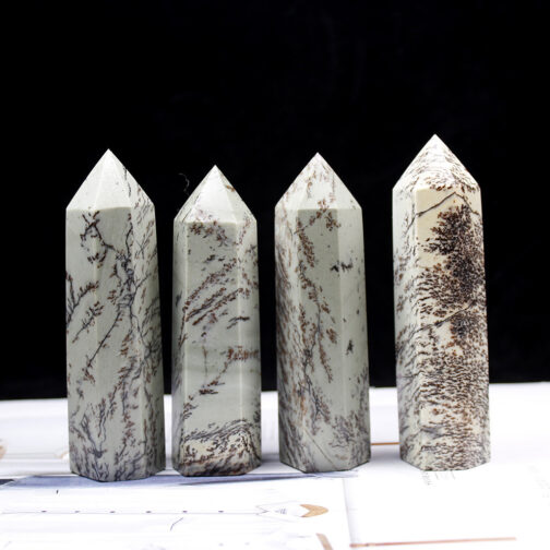 Natural Energy Jade Crystal Hexagonal Single-pointed Column Ornament