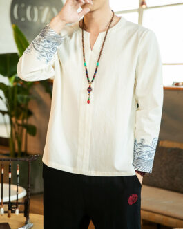 Linen Men’s Embroidered Long Sleeve