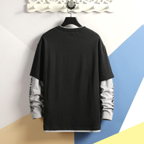 Fake two printed round collar T-shirts - Image 3