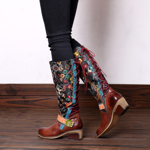 Retro Ethnic Leather Women's Boots - Image 3