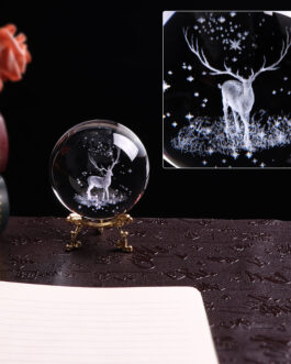 Crystal Internally Carved Elk Crystal Ball