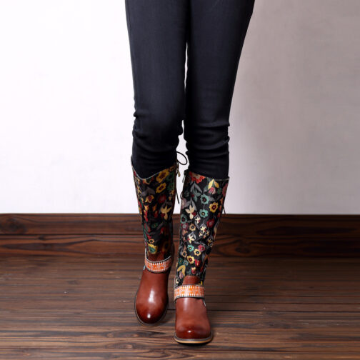 Retro Ethnic Leather Women's Boots - Image 2