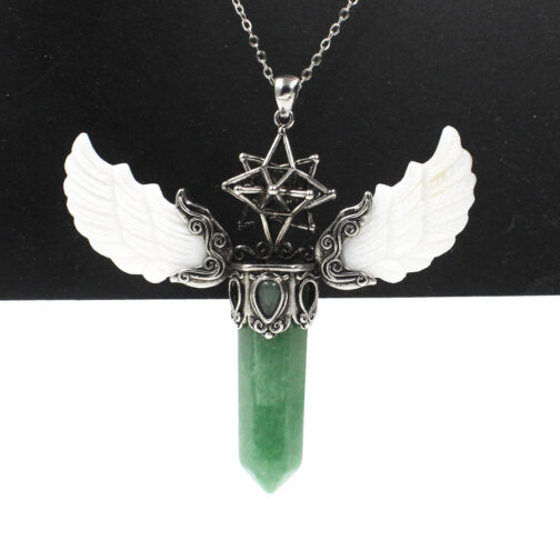 Natural Crystal Big Hexagonal Column Angel Wing Magic Tool Aura Pendant - Image 8