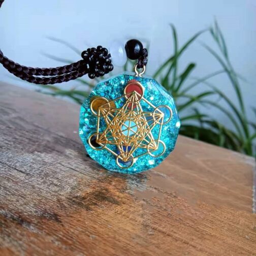 Melon Tower Cube Aura Protection Energy Pendant Necklace - Image 4