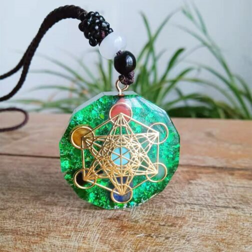 Melon Tower Cube Aura Protection Energy Pendant Necklace