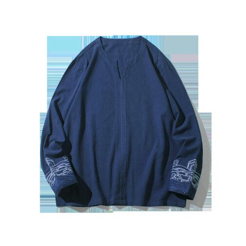 Linen Men's Embroidered Long Sleeve - Image 4