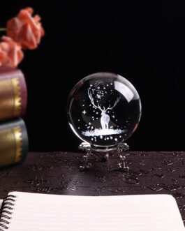 Crystal Internally Carved Elk Crystal Ball