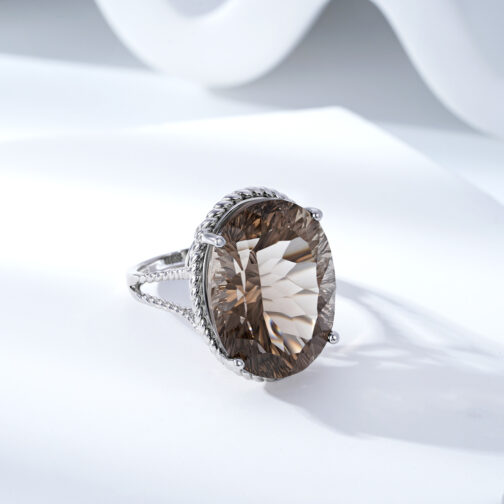 Luxury Wind Jewelry Natural Tea Crystal Ring - Image 4