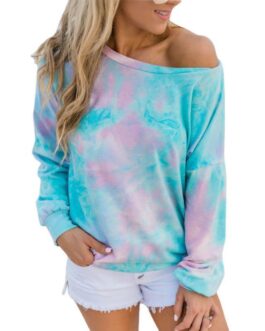 Long Sleeve Casual Tie Dye Printed Colorful Sweatshirt