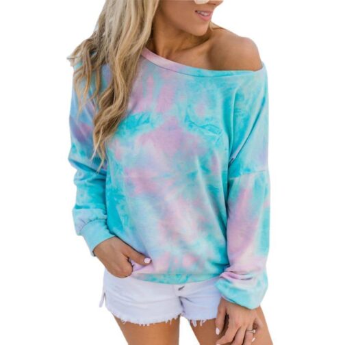 Long Sleeve Casual Tie Dye Printed Colorful Sweatshirt - Image 2