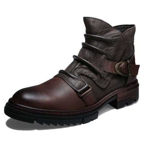 Retro Wrinkle Genuine Leather Mens Boots - Image 6