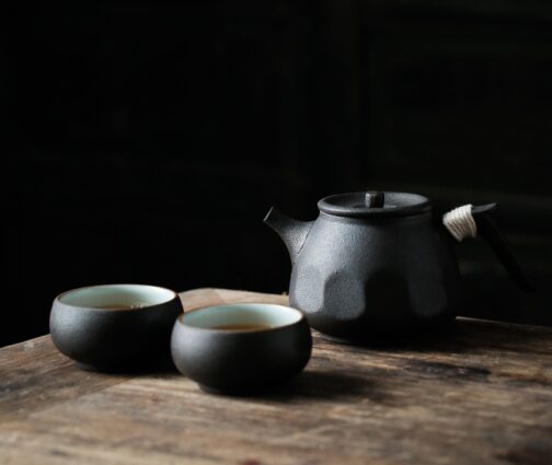 Black Pottery Tea Set - Image 2