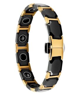 Octagonal Flower Black Ceramics 18K Gold Stainless Steel Women’s Bracelet