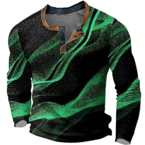 Men's Long Sleeve Polyester Digital Printing Shirt