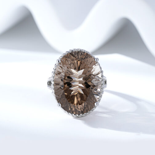 Luxury Wind Jewelry Natural Tea Crystal Ring - Image 5