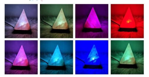 Pyramid-shaped Usb Crystal Colorful Color Changing Salt Lamp - Image 2