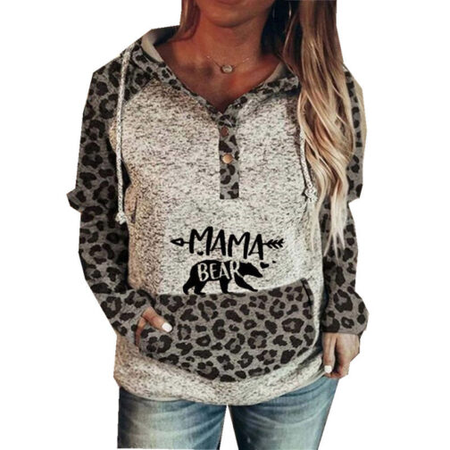 Long Sleeve Printed Bear Girl Hooded Sweatshirt - Image 2