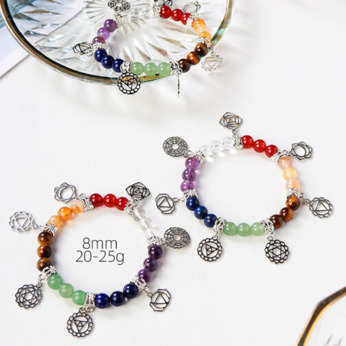 Natural Crystal Seven Chakra Bracelet - Image 2