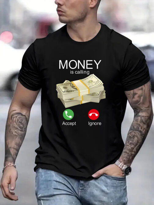 Money Is Summoning Printed Casual Short Sleeved T-shirts - Image 3