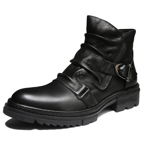 Retro Wrinkle Genuine Leather Mens Boots - Image 2