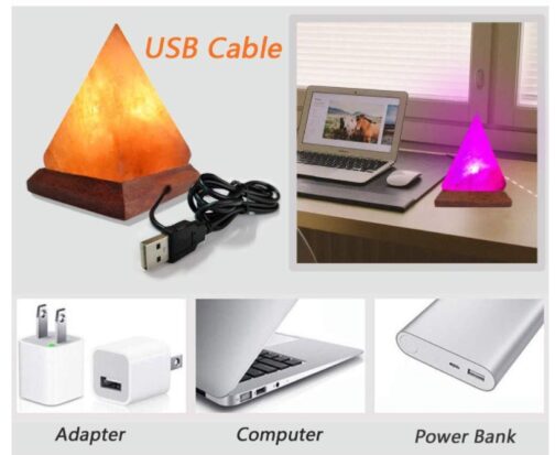 Pyramid-shaped Usb Crystal Colorful Color Changing Salt Lamp - Image 5