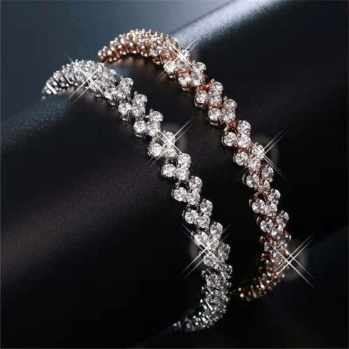 Women's Crystal Gold And Silver Rose Gold Color Magnetic Therapy Bracelet - Image 9