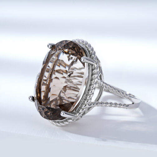 Luxury Wind Jewelry Natural Tea Crystal Ring