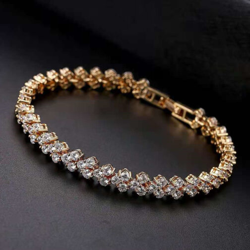 Women's Crystal Gold And Silver Rose Gold Color Magnetic Therapy Bracelet - Image 7