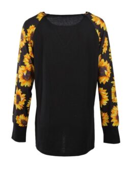 Printed Sunflower Long Sleeve Top